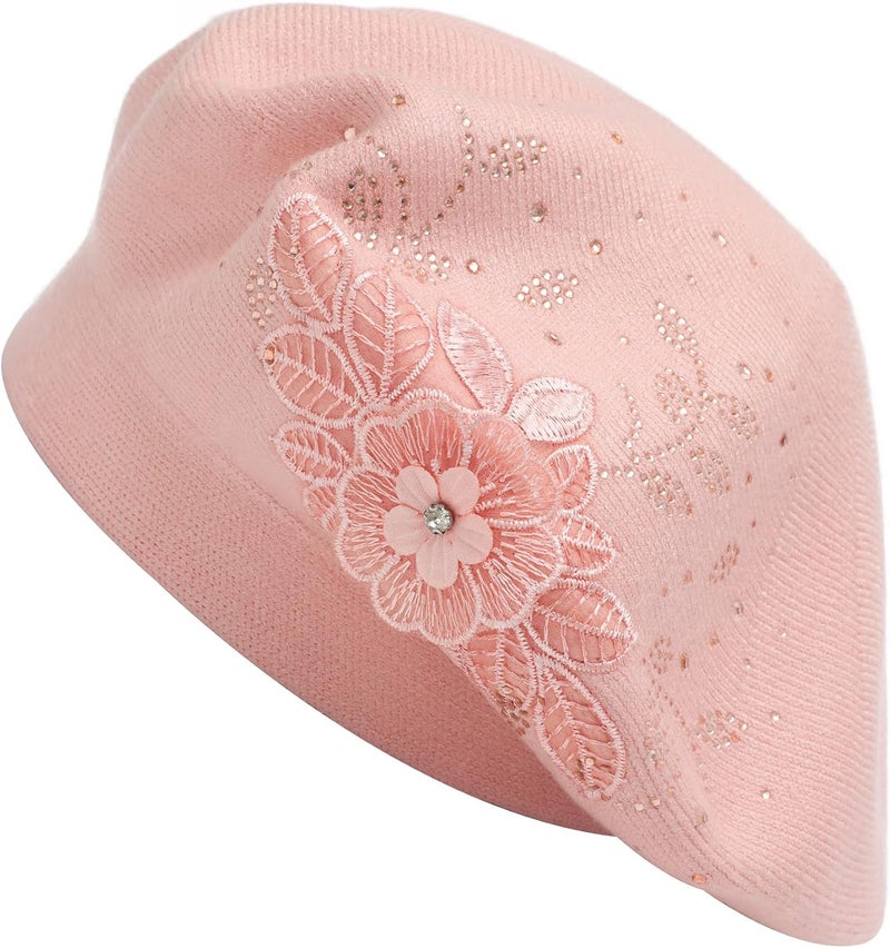 ZLYC Womens French Beret hat, Reversible Solid Color Mosaic Warm Beret Cap for Girls - Image 1